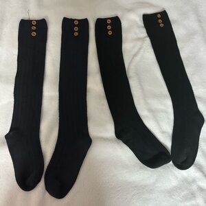 Cable-knit knee high socks - 2 pairs